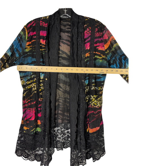 BV Collections Multicolored Tiger Leopard Print Kimono SZ M - Picture 10 of 12